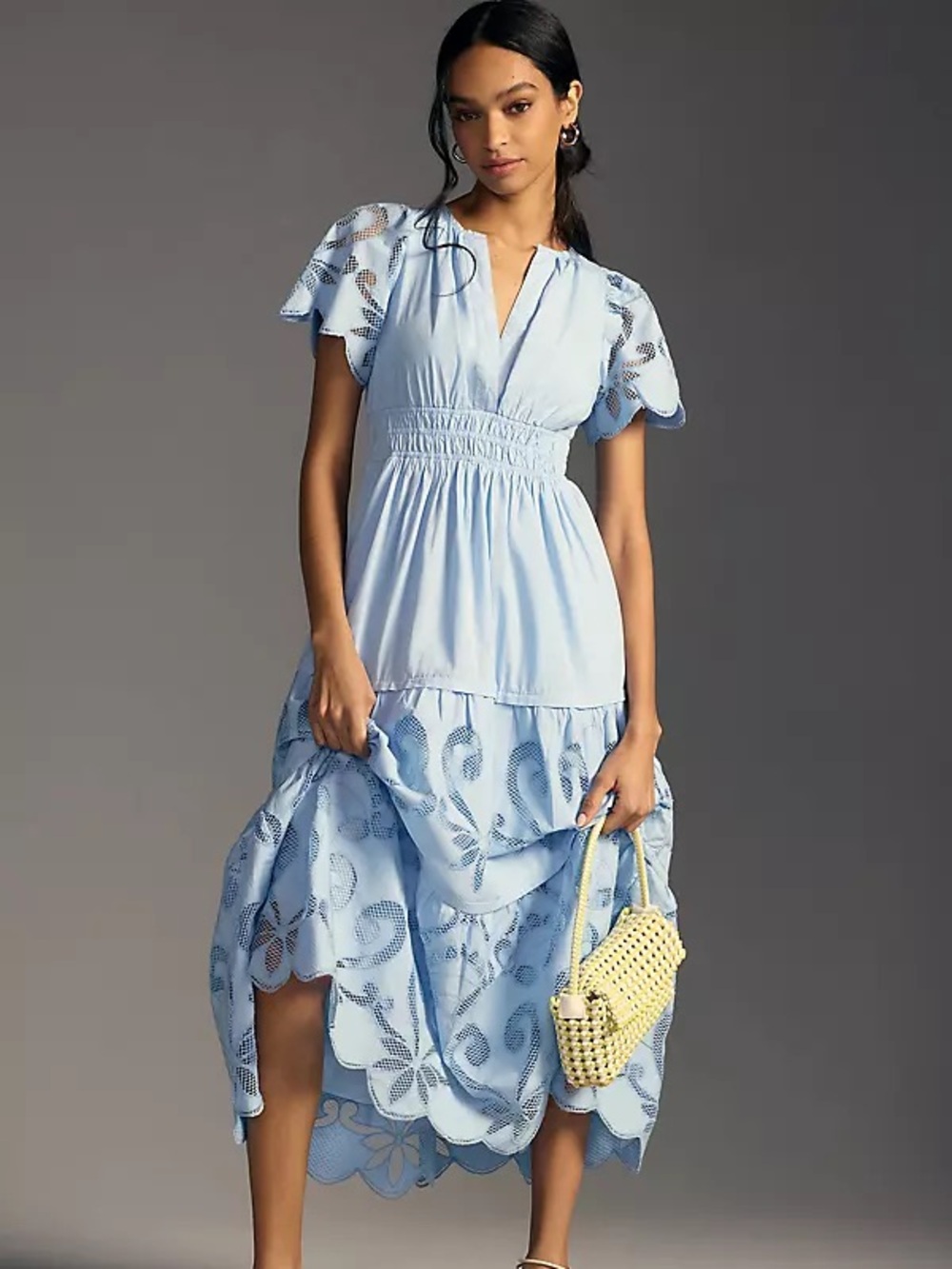 The Somerset Maxi Dress: Cutwork Edition in Blue
